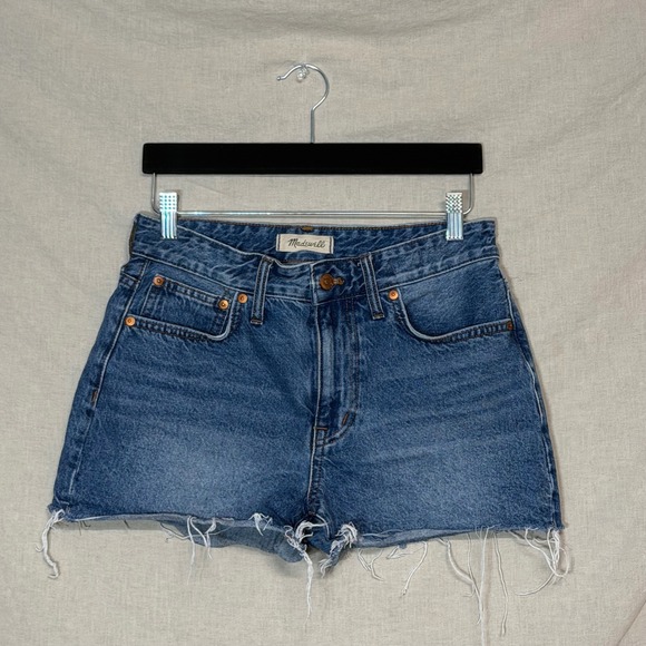 Madewell Pants - Madewell Relaxed Denim Shorts Medium Wash Raw Hem Size 27